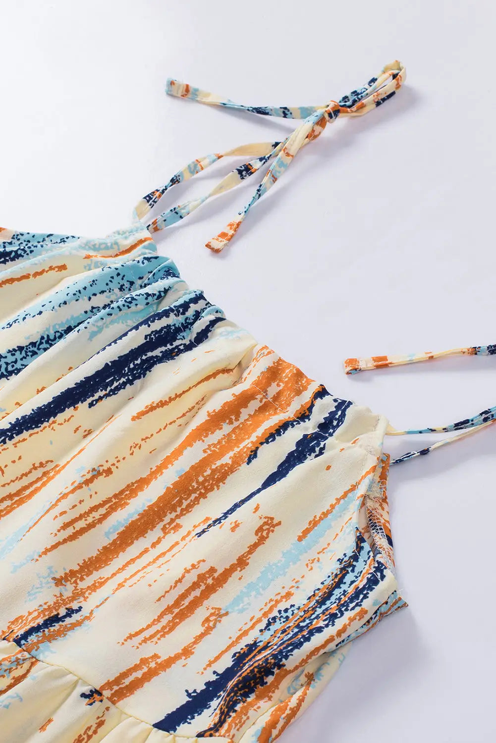 Multicolor pattern print lace-up spaghetti strap shift mini dress - dresses