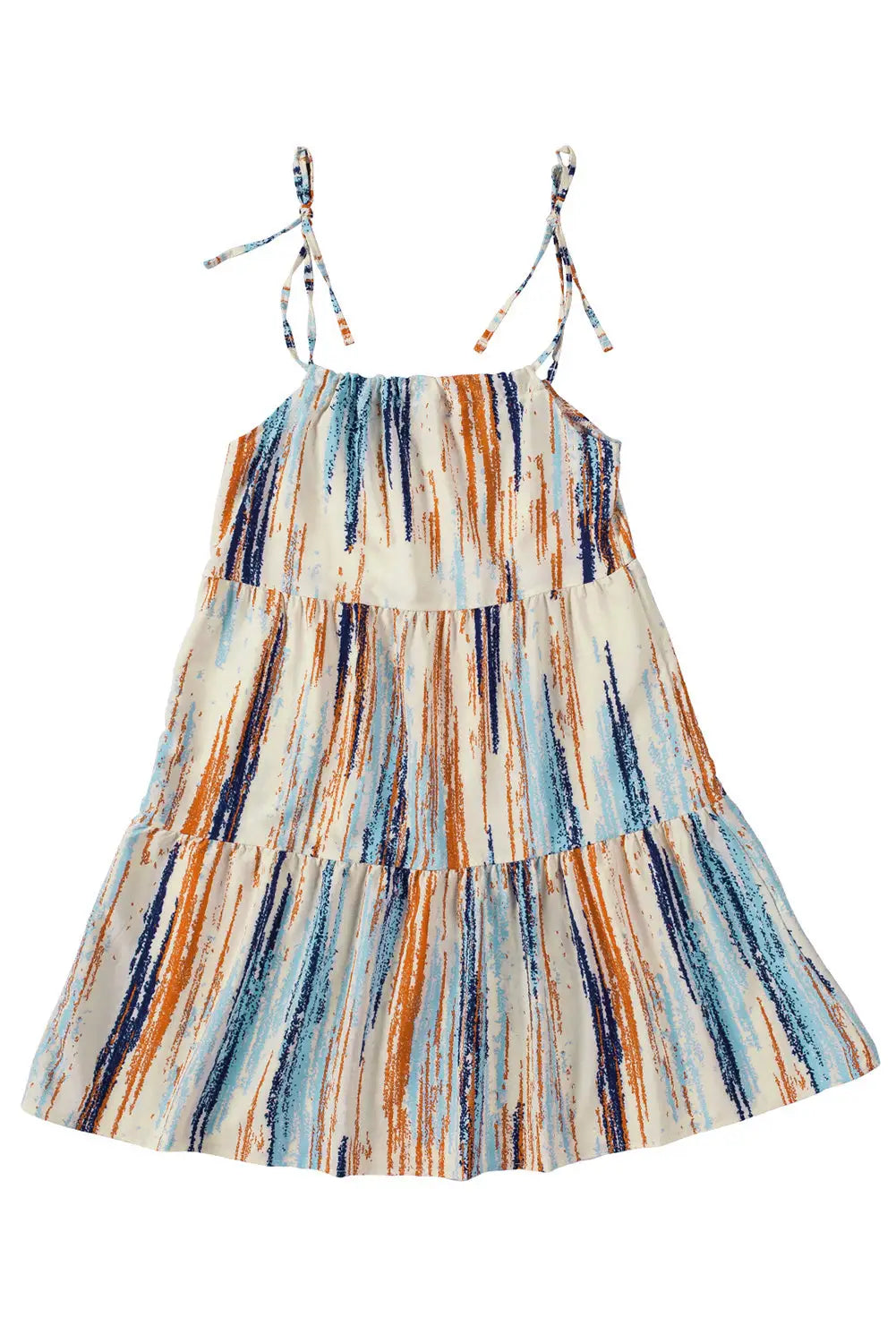 Multicolor pattern print lace-up spaghetti strap shift mini dress - dresses