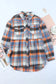 Multicolor plaid button down ruffled shirt jacket - shackets