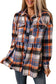 Multicolor plaid button down ruffled shirt jacket - shackets