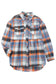 Multicolor plaid button down ruffled shirt jacket - shackets