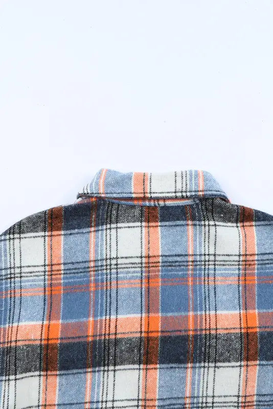 Multicolor plaid button down ruffled shirt jacket - shackets