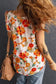 Multicolor Plus Size Floral Flutter Ruffle Sleeves Blouse - Fashionfitz