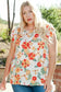 Multicolor Plus Size Floral Flutter Ruffle Sleeves Blouse - Fashionfitz