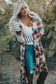 Multicolor plus size geometric print open front long cardigan - sweaters & cardigans