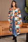 Multicolor plus size geometric print open front long cardigan - sweaters & cardigans