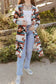 Multicolor plus size geometric print open front long cardigan - sweaters & cardigans