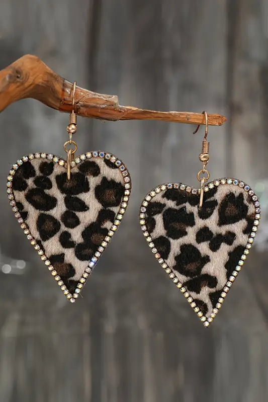 Accessories multicolor rhinestone edge leopard print heart