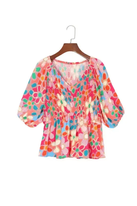 Multicolor Ruffle Short Sleeve Floral Babydoll Dress - Fashionfitz