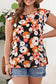 Multicolor Ruffle Sleeve Floral Plus Size Top - Fashionfitz