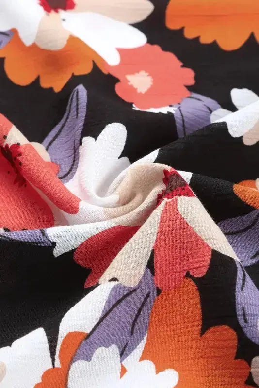 Multicolor Ruffle Sleeve Floral Plus Size Top - Fashionfitz