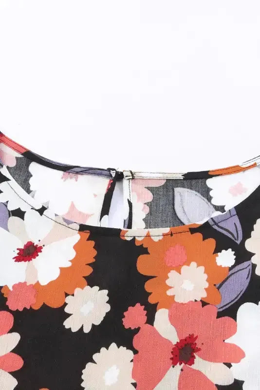Multicolor Ruffle Sleeve Floral Plus Size Top - Fashionfitz