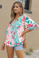 Multicolor leopard floral mixed print ruffle sleeve surplice blouse - blouses & shirts