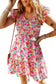 Multicolor smocked bodice ruffle trim floral dress - dresses