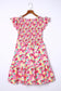 Multicolor smocked bodice ruffle trim floral dress - dresses