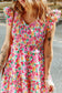 Multicolor smocked bodice ruffle trim floral dress - dresses