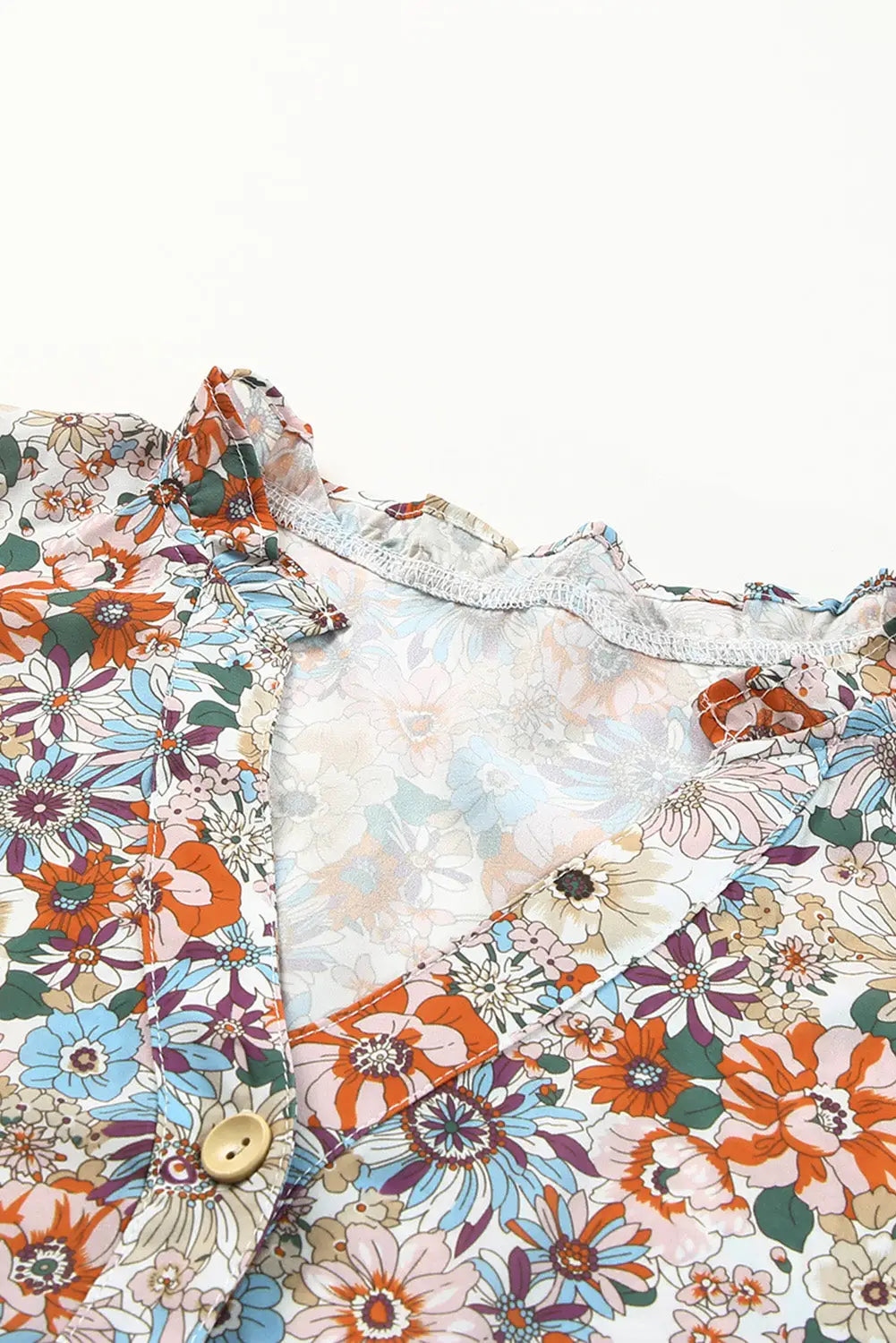 Multicolor split neck buttons front shirt floral dress - dresses