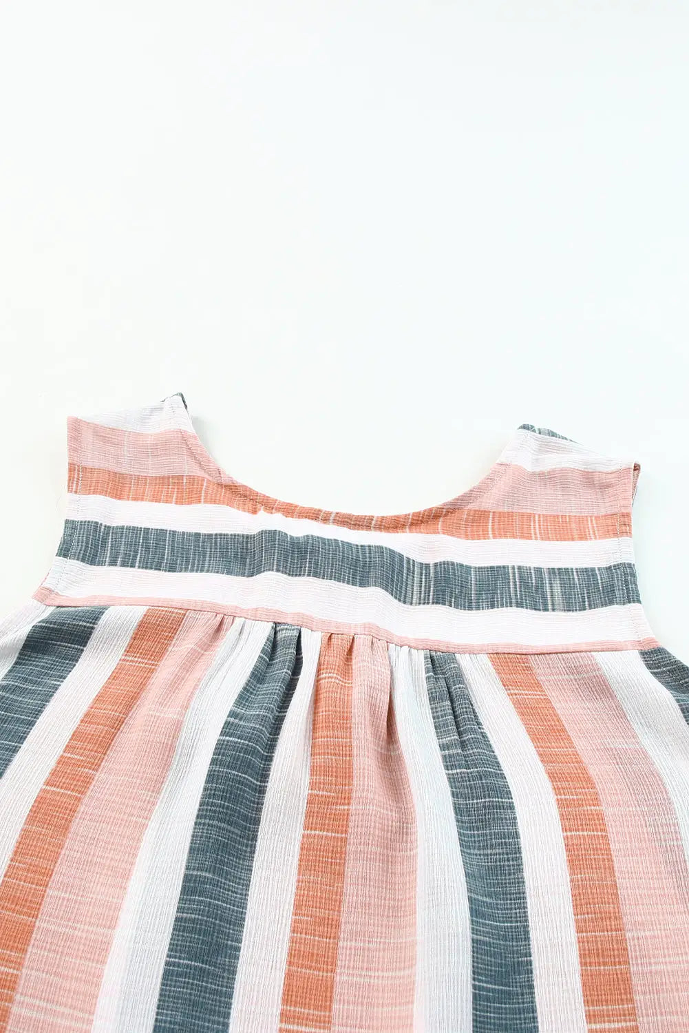 Multicolor split v neck striped print tank top - tops