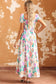 Multicolor square neck puff sleeve tiered floral maxi dress - dresses