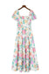 Multicolor square neck puff sleeve tiered floral maxi dress - dresses