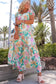 Multicolor square neck puff sleeve tiered floral maxi dress - dresses