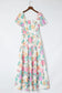 Multicolor square neck puff sleeve tiered floral maxi dress - dresses