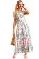 Multicolor square neck puff sleeve tiered floral maxi dress - dresses