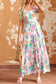 Multicolor square neck puff sleeve tiered floral maxi dress - dresses