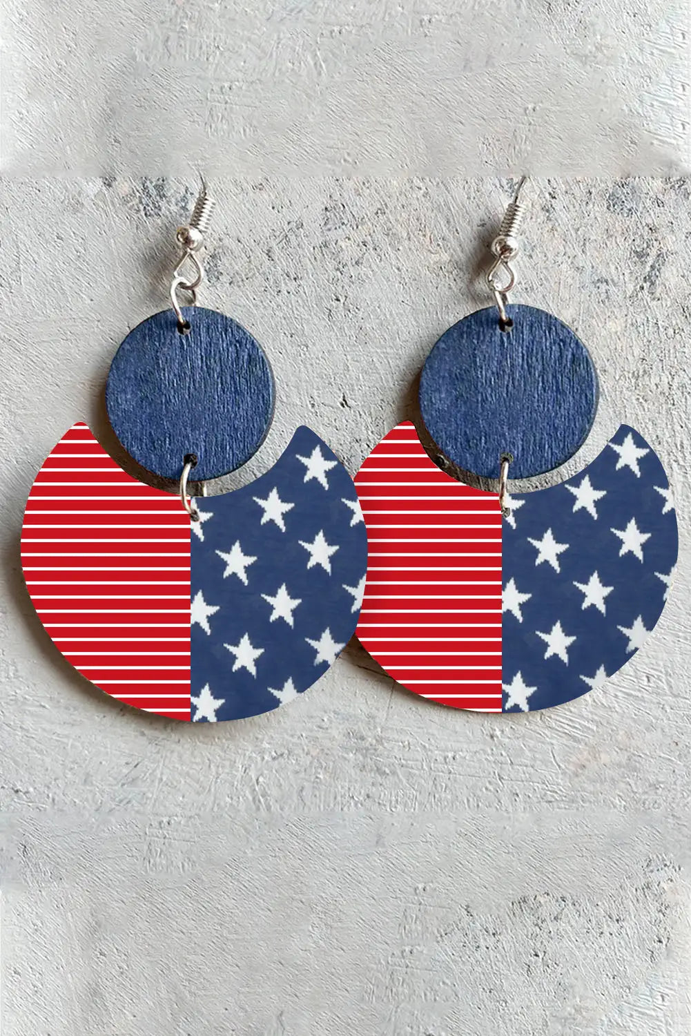 Multicolor stars and stripes independent day dangle earrings - one size / 100% wood