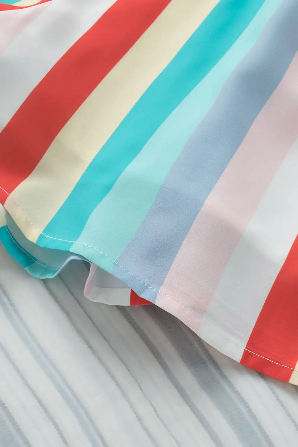 Multicolor stripe print tie v neck flowy romper - jumpsuits & rompers