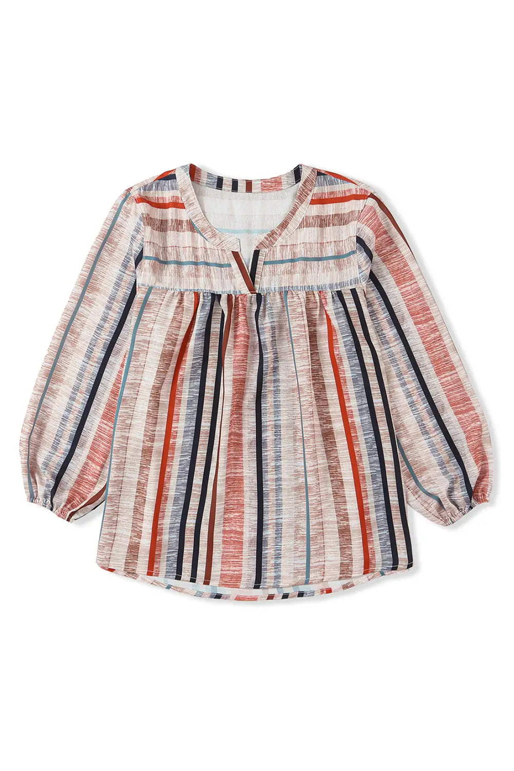 Multicolor striped 3/4 sleeve blouse - tops