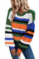 Multicolor striped knit drop shoulder puff sleeve sweater - tops