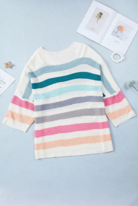 Multicolor striped oversized sweater - plus size