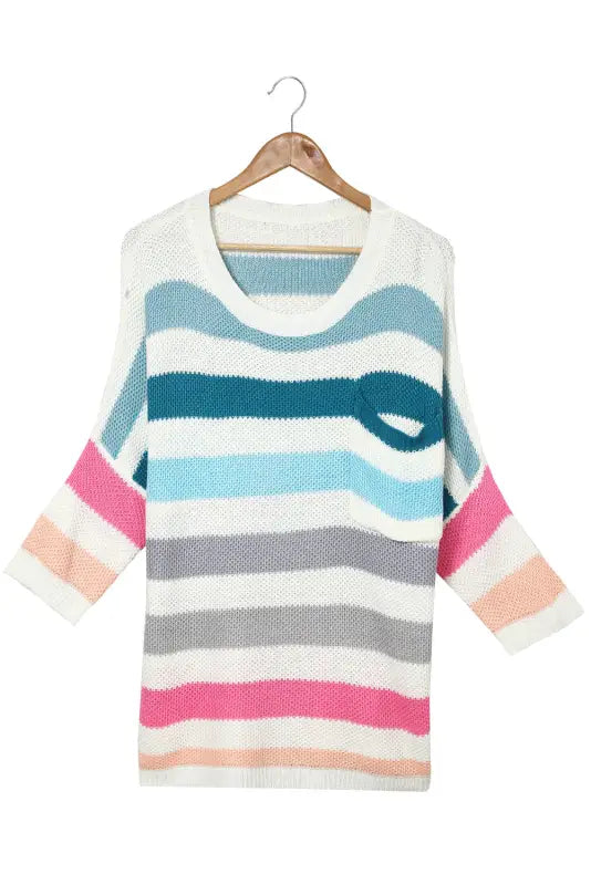 Multicolor striped oversized sweater - plus size