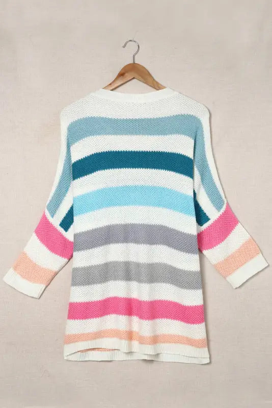 Multicolor striped oversized sweater - plus size