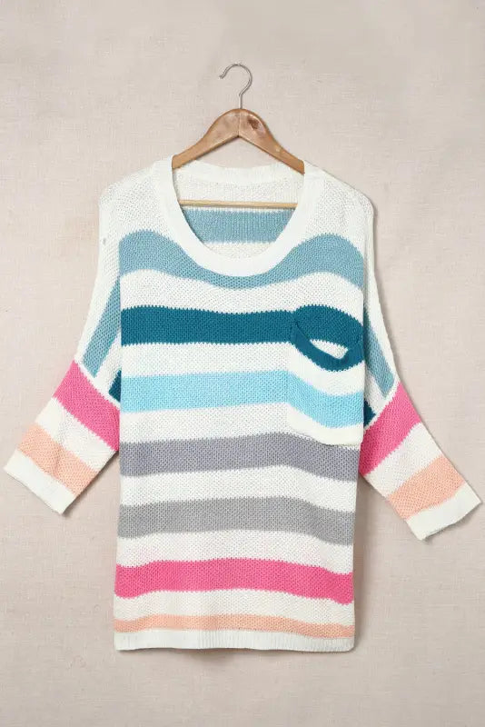 Multicolor striped oversized sweater - plus size