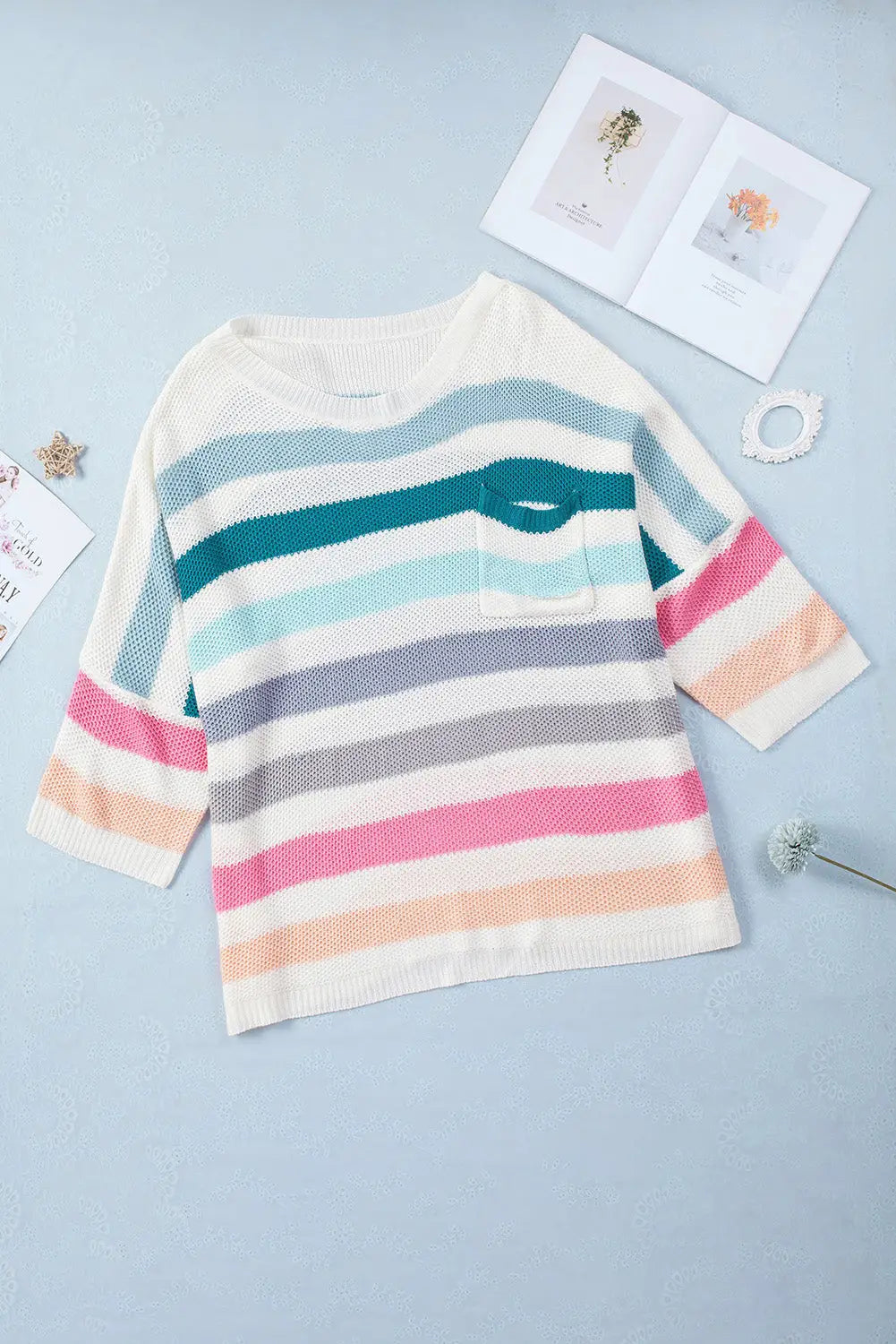 Multicolor striped oversized sweater - plus size