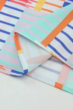 Multicolor Striped Print High Neck Flutter Top - Fashionfitz