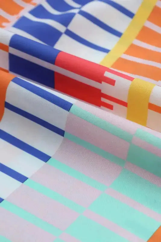 Multicolor Striped Print High Neck Flutter Top - Fashionfitz