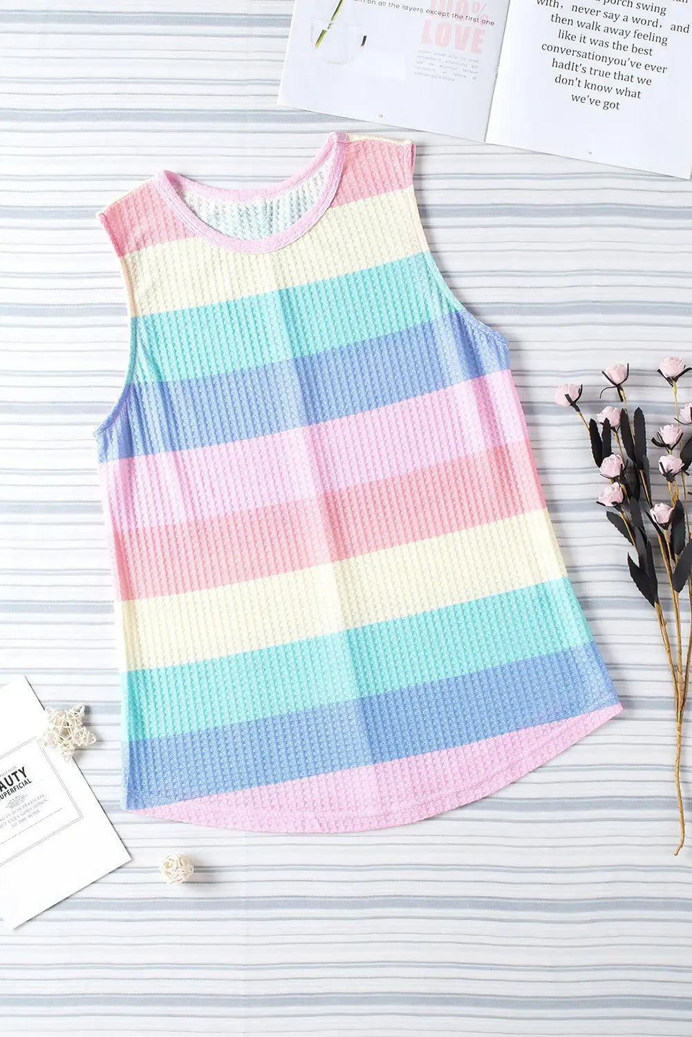 Multicolor striped print high waist short sleeve romper with pockets - jumpsuits & rompers