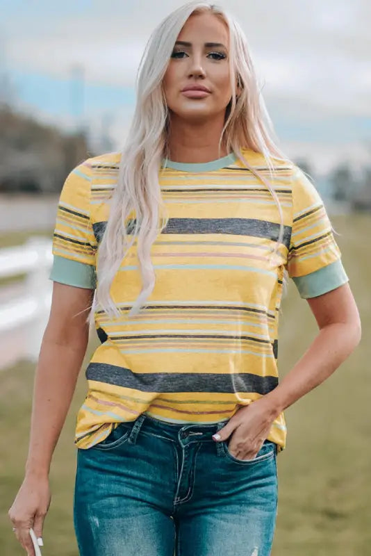 Multicolor stripes crew neck t-shirt - t-shirts