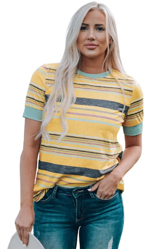 Multicolor stripes crew neck t-shirt - t-shirts