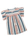 Multicolor stripes split neck pleated ruffled short sleeves top - t-shirts