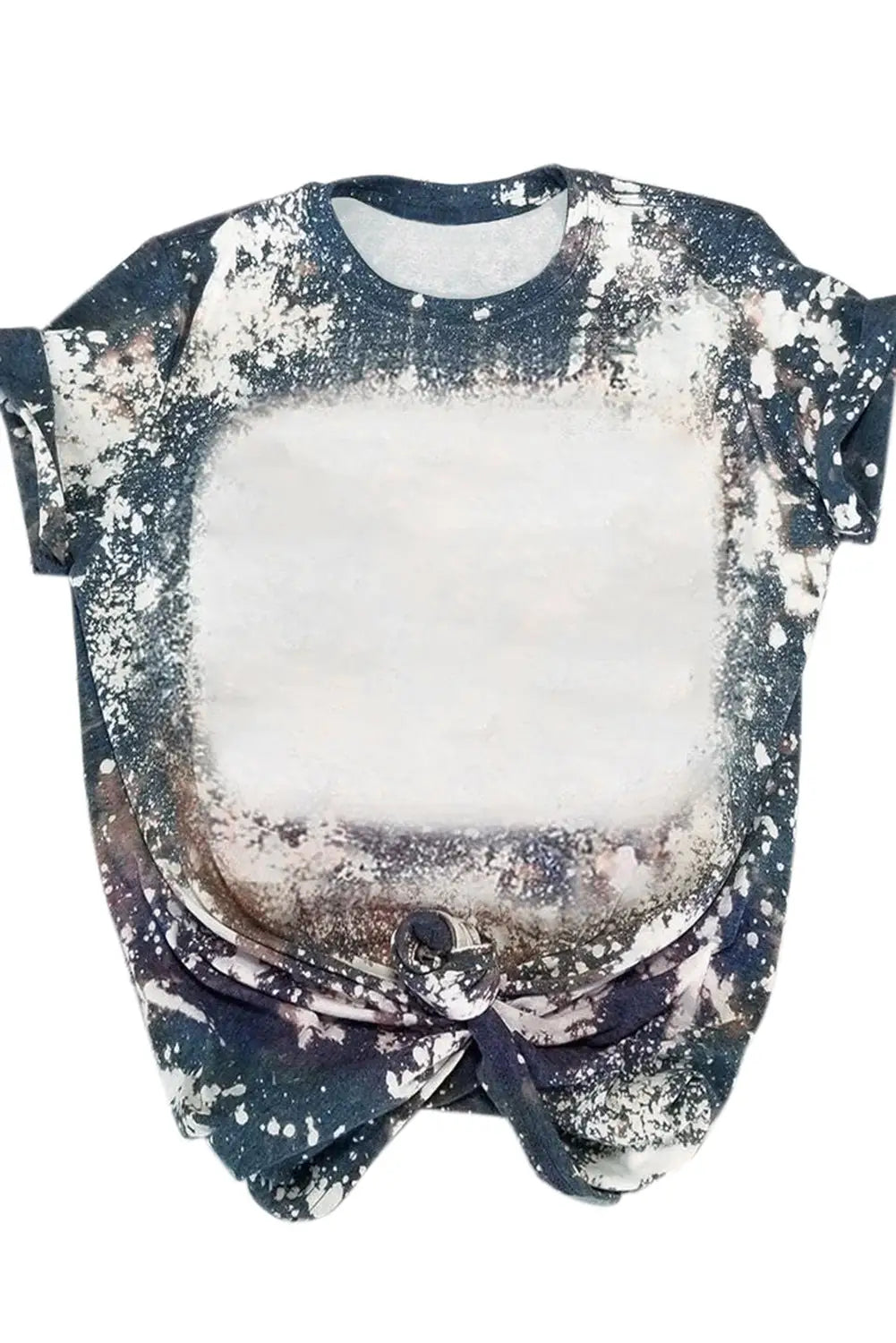 Multicolor tie dye bleached round neck short sleeve t-shirt - tops