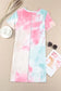 Multicolor tie dye oversized slit tee dress - t-shirt dresses