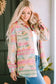 Multicolor western aztec print button flap pocket shacket