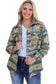 Multicolor western aztec print button flap pocket shacket