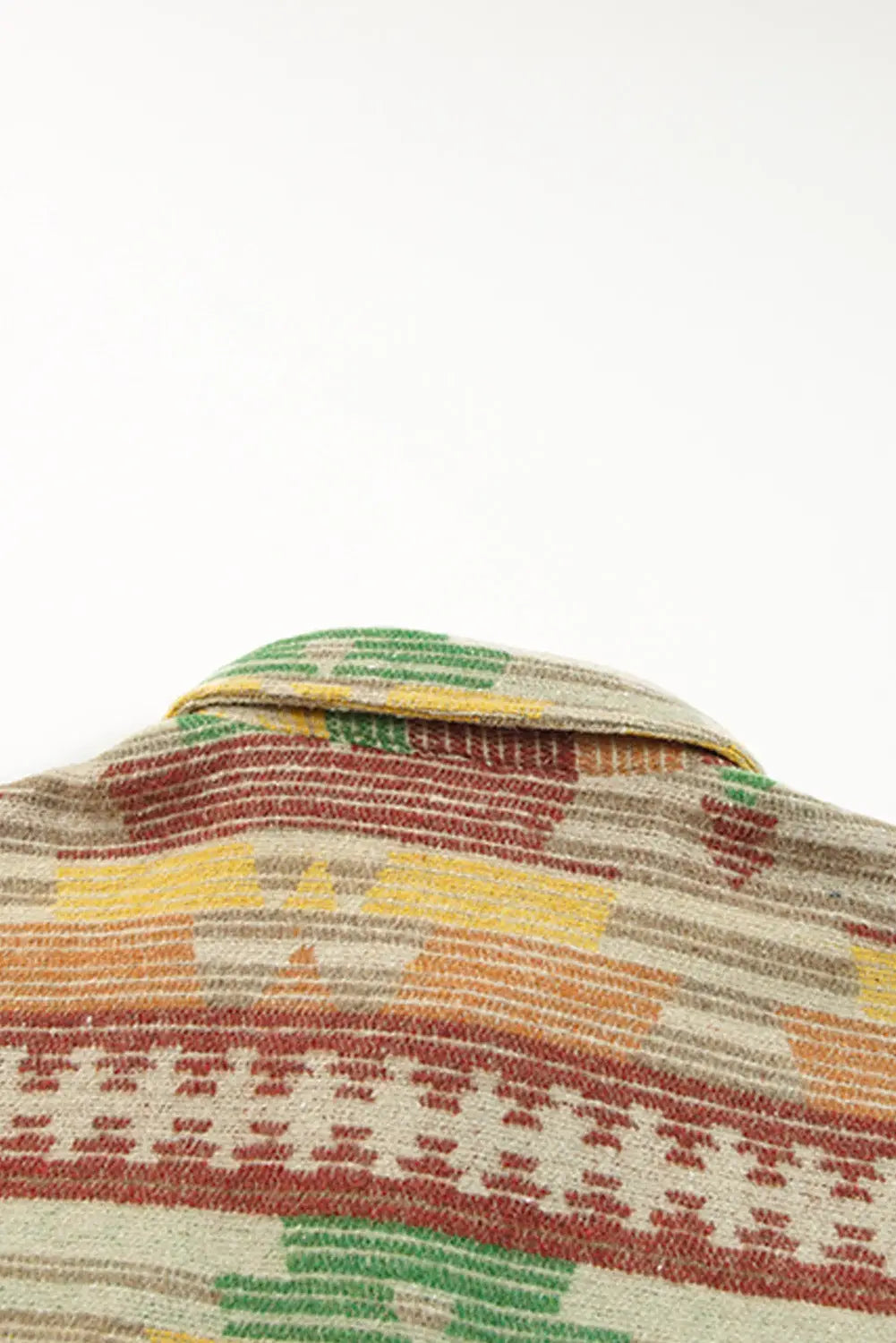 Multicolor western aztec print button flap pocket shacket - shackets