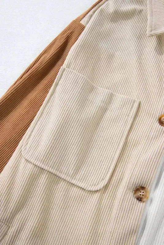 Multicolour Corduroy Colorblock Loose Shacket - Fashionfitz