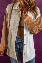 Multicolour Corduroy Colorblock Loose Shacket - Fashionfitz